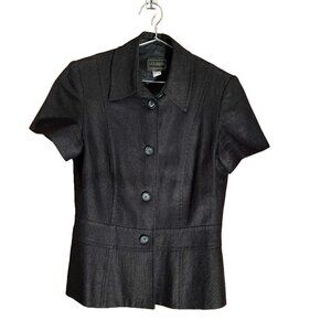 Louben Black Linen Short Sleeve Suit Jacket